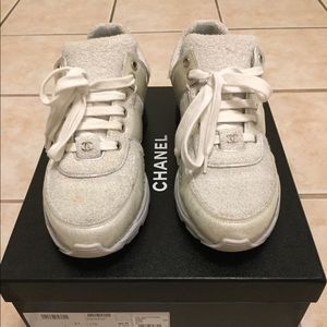 Chanel 17S Terry Cloth/Glitter/ Silver Trainers